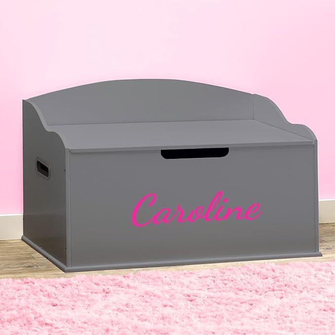 DIBSIES Personalized Creative Wonders Toy Box, Signature Series for Girls, 30 x 19.25 x 18 inches, Soft-Close Lid (Dovetail Grey)