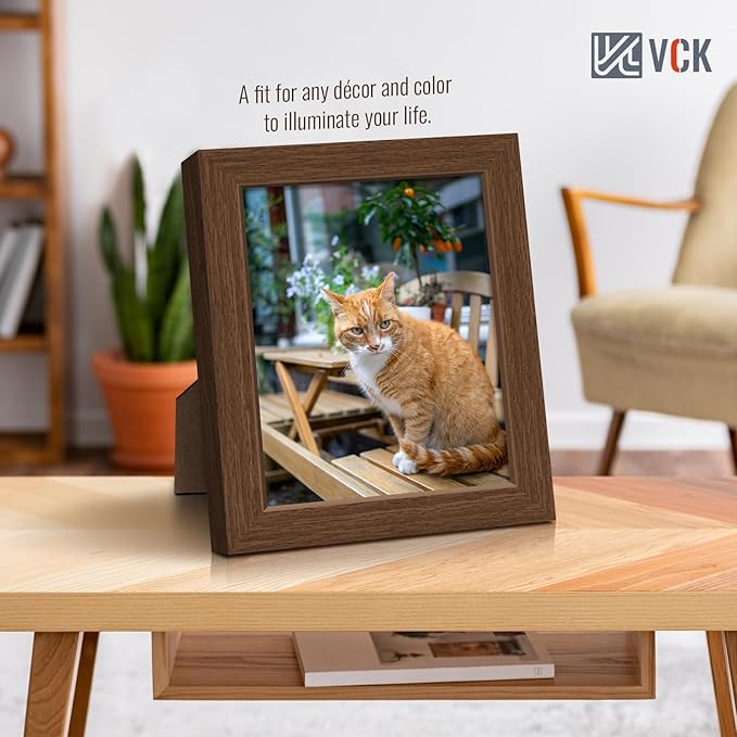 VCK 8x10 Frame Set of 3 - Brown, Wood Picture Frame with Exclusive Wood Grain, Wall Gallery Frame