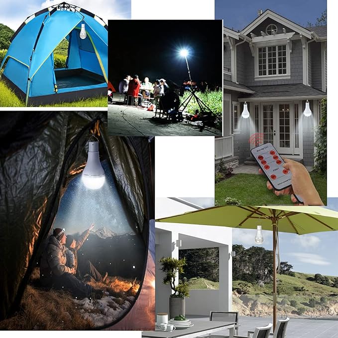 Solar Light Bulb Portable 350LM Solar Powered Camping Light Led Lantern Outdoor for Lamp Light Hiking Fishing Tent Indoor Shed Chicken Coop Hurricane Emergency with USB Chargeable