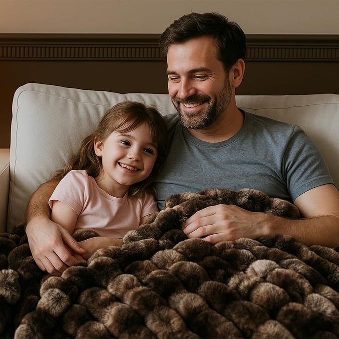 BENVWE Fluffy Faux Fur Throw Blanket for Couch, Soft Plush Thick Cozy Fuzzy Luxury Minky Bubble Blanket for Home Living Room Decor Gift for Women, Tie-dye Coffee, 60" x 80", 1100GSM