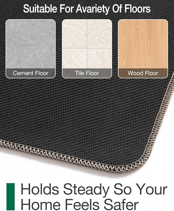 LUMI Ultra Thin Door Mat for Entryway, Low Profile Non Slip Rubber Backing Indoor Doormat, Easy Clean Welcome Entrance Mat for Inside House, Patio, Khaki 20"x32"