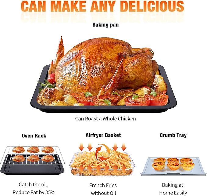 Air Fryer, Geek Chef Convection Air Fryer Toaster Oven, 4 Slice Toaster Airfryer Countertop Ovens, Electric Hot Ovens Oilless Cooker, Accessories & E-Recipes Included, ETL Listed, 16QT