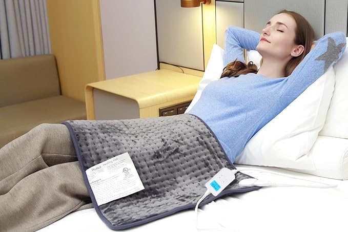 Ruqiji 17''x33'' XXXL King Size Heating Pad with 10 Temperature Settings, Pain Relief for Back/Neck/Shoulders/Menstrual Pain/Leg Cramp Christmas Gifts for Women Men Mom Dad (Dark Grey)