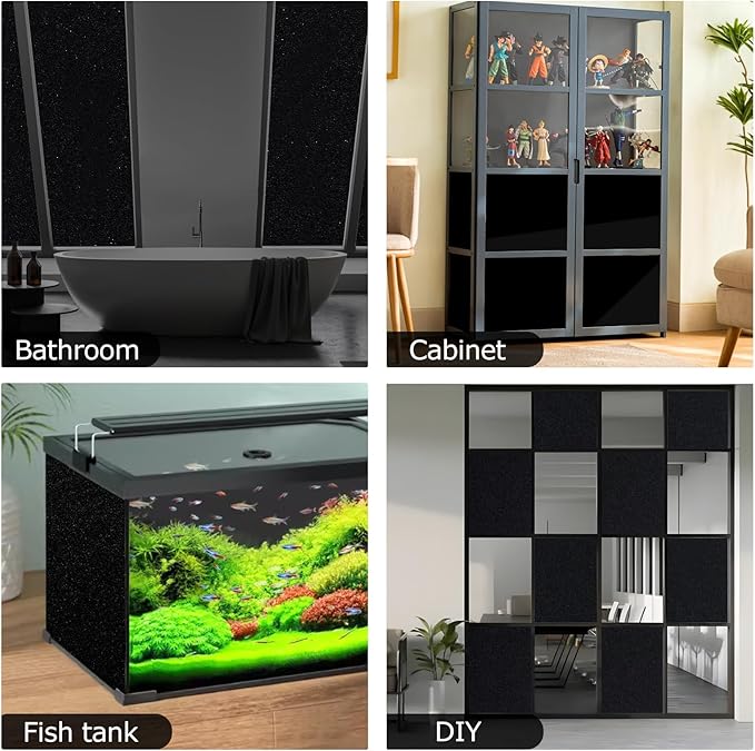 HIDBEA Blackout Window Film,100% Light Blocking Room Darkening Window Privacy Film,Frosted Glass Window Film Heat Control, Removable Window Cover Tint for Day Sleep (Black,35.4in x 6.5ft)