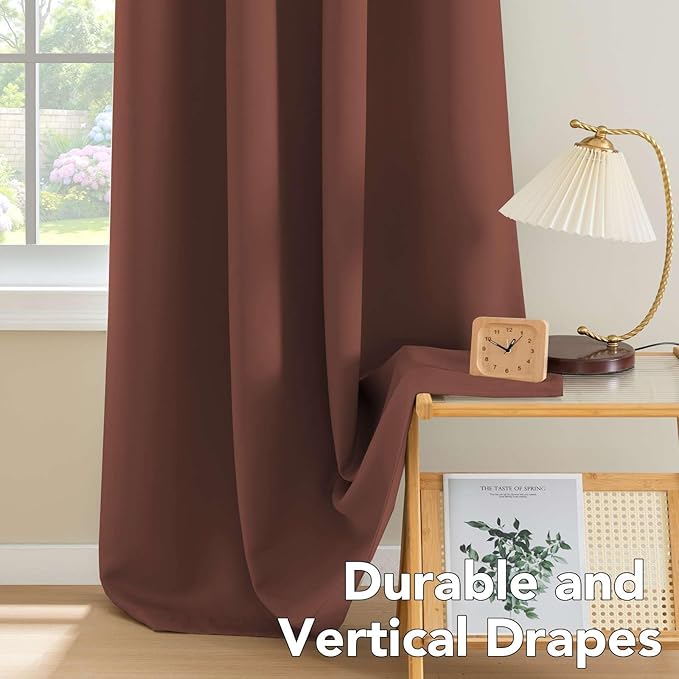 H.VERSAILTEX Blackout Curtains for Bedroom Thermal Insulated Room Darkening Living Room Curtains 84 Inch Long Grommet Privacy Protection Window Curtain Panels/Drapes for Nursery, 2 Panels, Rust