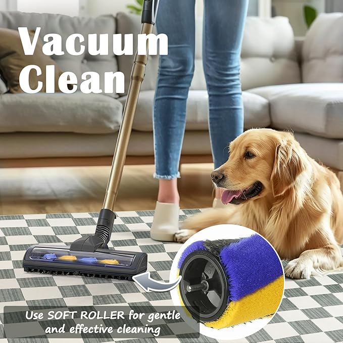 jinchan 4x6 Checkered Area Rugs for Kids Room - Machine Washable Soft Rug Modern Geometric Lattice Non-Slip Carpet for Nursery Playroom Bedroom Entryway Living Room Dining Room Home Office Grey