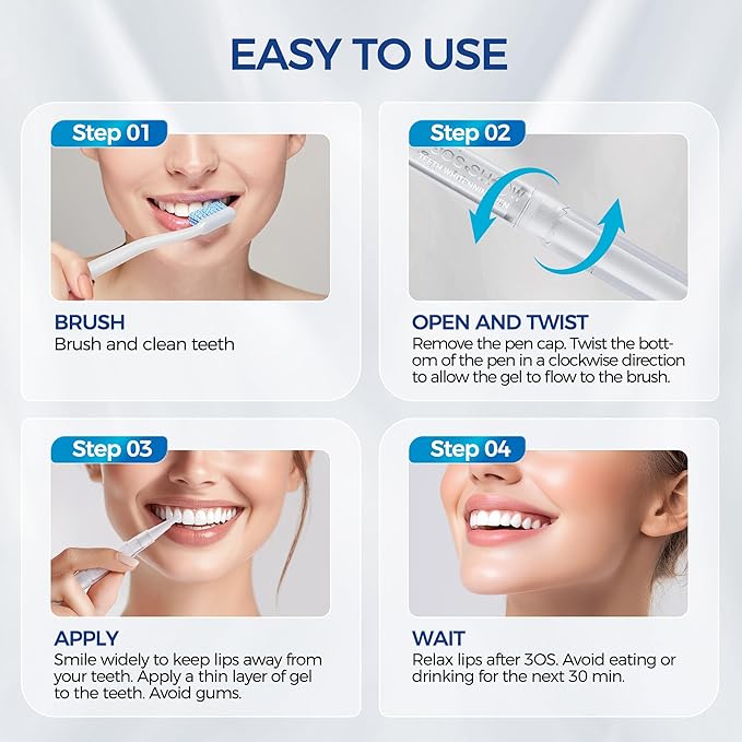 5 x Teeth Whitening Pen Gel (4+1 Desensitizing Gel), No Sensitivity Teeth Whitening Gel Kit, Effective Teeth Whitener, Travel-Friendly Tooth Whitening Pen, Carbamide Peroxide Tooth Bleaching