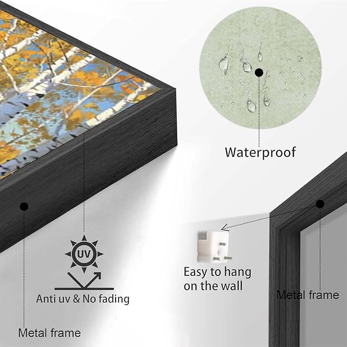 Poplar trees beside the blue sky and white clouds are suitable for living rooms bedrooms and offices Landscape posters and wall paintings