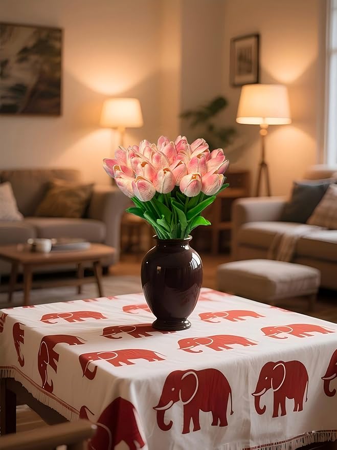 15pcs Real Touch Tulips PU Artificial Flowers Fake Tulips Flowers for Arrangement Wedding Party Easter Spring Home Dining Room Office Decoration