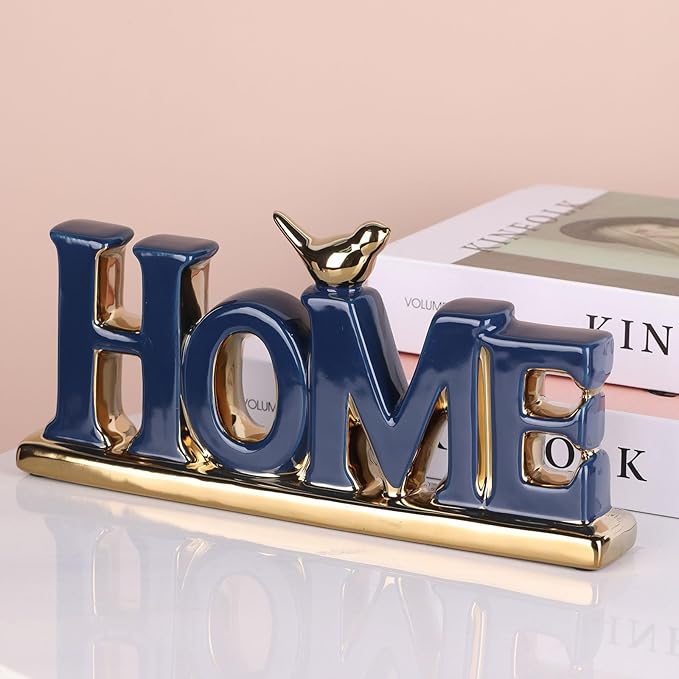 Love Sign Decoration,Blue and Gold Love Signs for Home Decor Statue,Gold Bird Sculpture Personalized Love Decor,Gold Style Figurine Decorative Ornaments for Living Room,Bedroom,Desktop,Cabinets