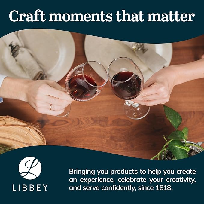 Libbey Vineyard Reserve Wine Glass Set of 8, Clear Wine Glasses for Red and White Wine, Great for Merlot, Bordeaux, Chardonnay, Gifts, Holiday, Birthday Party