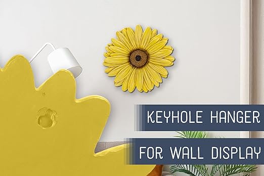 NAT & Jules Gerbera Daisy Flower Shaped Dimensional Indoor Outdoor 12 inch Cast Resin Decorative Garden Stepping Stone, Patio, Walkway Sculpture Yard Art, Yellow