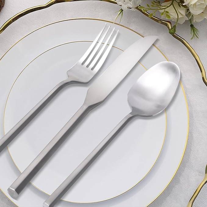 20 Piece Stainless Steel Silverware Set, Handle Flatware, Modern Matte Finish Cutlery Set, Service for 4, Dishwasher Safe
