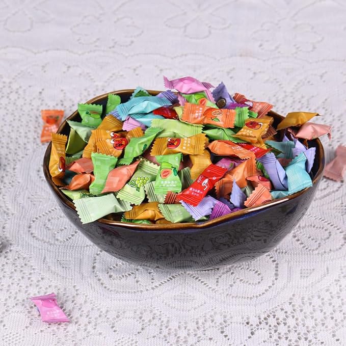 Blue Ceramic Decorative Pottery Key Bowl, Candy Dish, Salad Bowl, Small Jewelry Trinket Dish for Bedroom, Centerpiece, Bedside Table, Living Room Decor (8 inch)