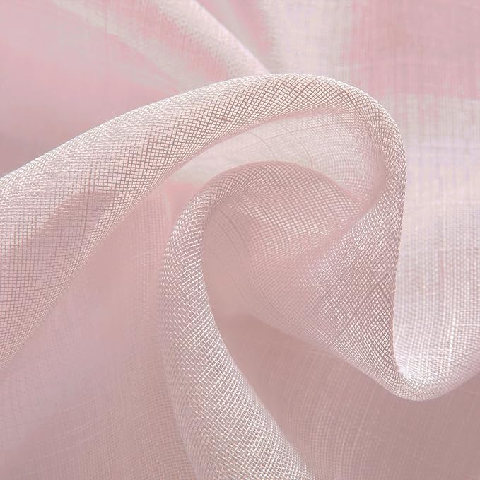 Joydeco Sheer Curtains 108 Inches Long, Beige Curtains for Living Room 2 Panels Set, Window Curtains Privacy Assured with Light Filtering(W52 x L108 Inch,Tapioca)