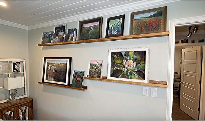 AZSKY 48 Inches Long Wood Photo Picture Ledge Shelf with Lip Floating Shelves for Nursery Books Set of 2 Rustic Wall Shelf for Kids Bedroom Office Bathroom Living Room Frames