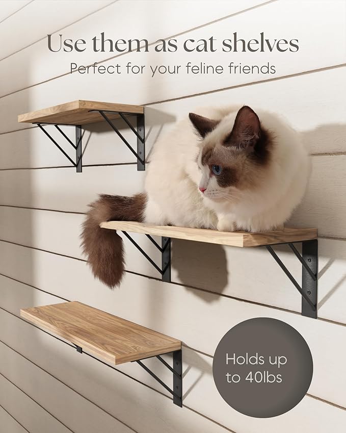 BAYKA Wall Shelves for Bedroom Decor, Floating Wall Shelves for Living Room Kitchen Storage, Wall Mounted Rustic Wood Floating Shelves for Kids Books, Corner Shelves for Bathroom(Brown,Set of 3)