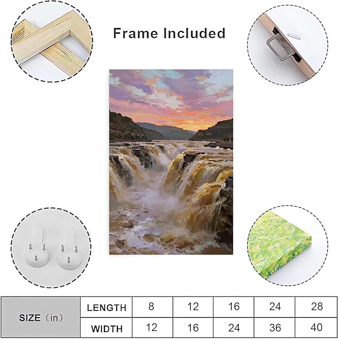 The surging waterfall scenery in the canyon is suitable for posting in the living room bedroom and office landscape posters