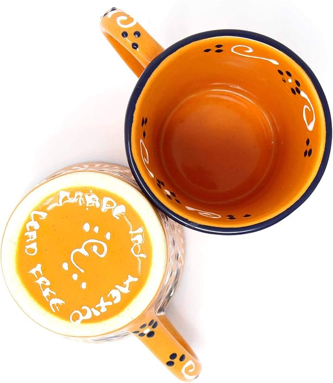 Encantada Handmade Hand-Painted Authentic Mexican Pottery Mugs (2-Pack, Mango)