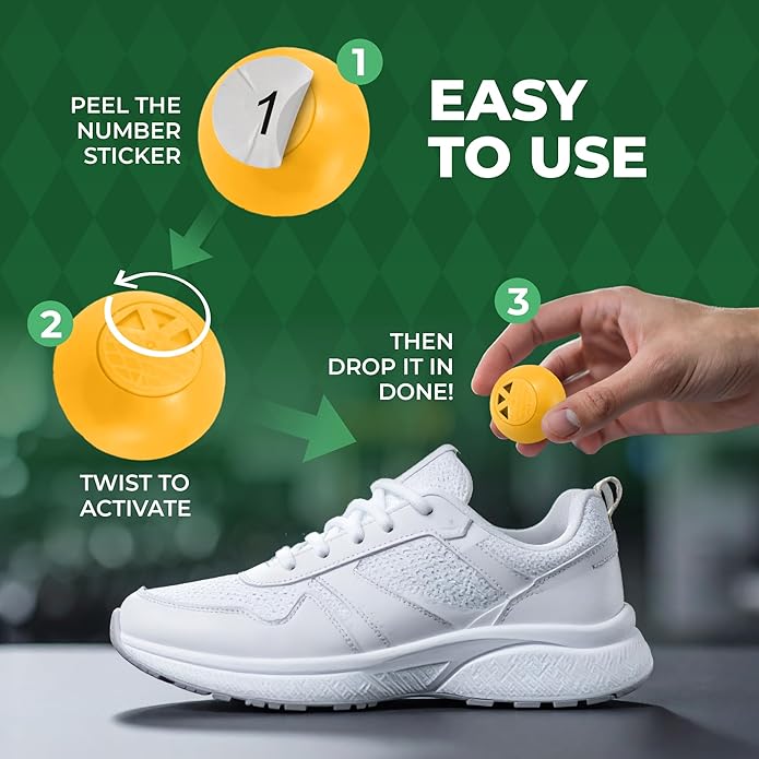 Shoe Deodorizer Balls 8-Pack – Long-Lasting Sneaker & Gym-Bag Odor Eliminator, Twist-to-Activate Billiard-Ball Freshener, Assorted Scents (Lemon, Ocean, Lavender & More) – 8-Month Supply