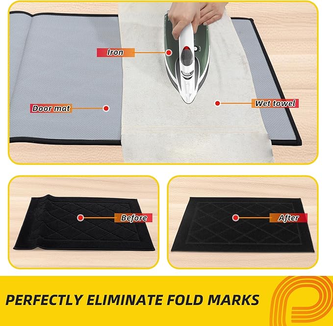 JSEI Dirt Trapper Door Mat 32"x48", Non-Slip Washable Entryway Mats, Dog Door Mat, Stain Resistant and Absorbent Floor Mats, Low Profile Welcome Mat for Front Back Door, Black