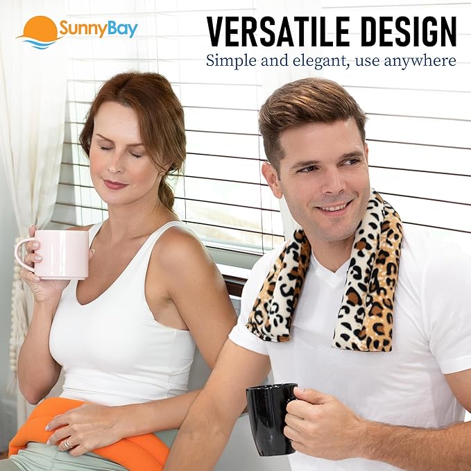 SunnyBay Microwave Heating Pad for Neck and Shoulders, Versatile Bean Bag Moist Heating Pad, Microwavable Neck Wrap and Cool Pack for Deep Pain Relief, Weighted Hot or Cold Therapy (Buffalo)