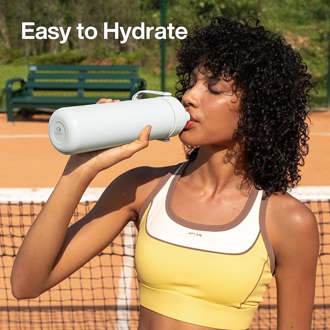 Insulated Water Bottle with Straw Stainless Steel Water Bottle, Leak-Proof, BPA-Free, Double Wall Vacuum Keeps Cold for 24 Hours for Sports, Travel, School (26 oz, Polar White)