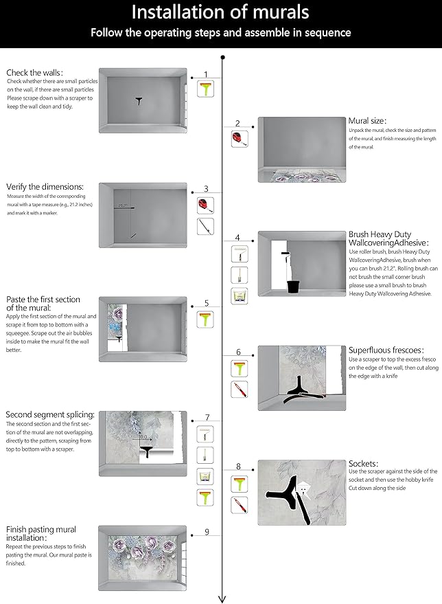 WFBHUA-Purple Rose Floral 3D Wallpaper Mural Modern Flower Leaf Wallpaper for Bedroom Wall Murals Decoration(Not Peel and Stick)