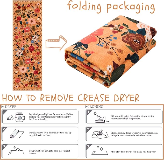 Runner Rug for Hallways Kitchen Rug Non Slip 2'6''x8' Washable Runner Rugs with Rubber Backing Soft Floral Carpet Runner for Hallways, Kitchen, Laundry, Bedroom, Bathroom(Yellow)