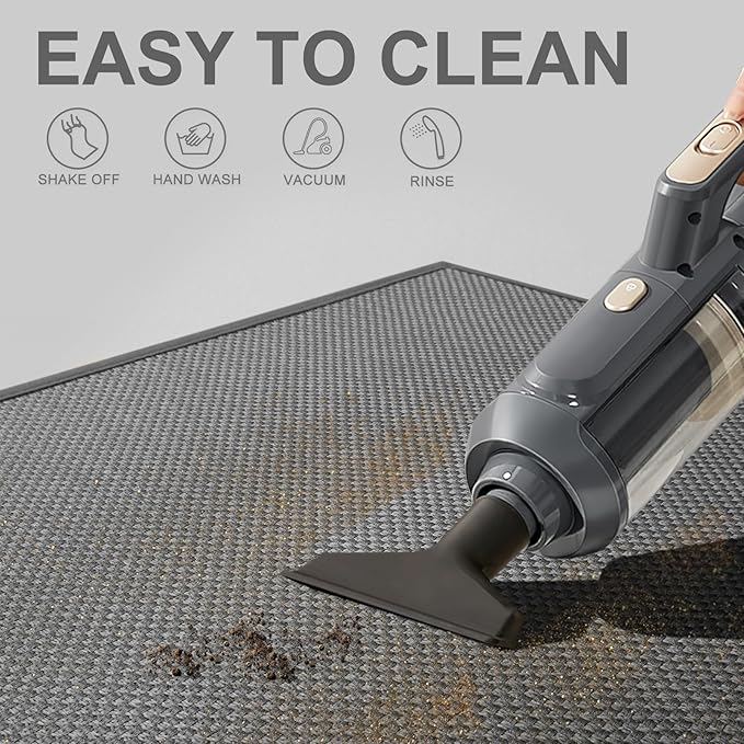 LEKEEPGO Door Mat 17"x29", Non Slip Door Mat Indoor Entrance, Rubber Backing Front Indoor Door mat Washable Absorbent Low-Profile Entryway Entry Resist Dirt Inside Door Mats, Light Grey