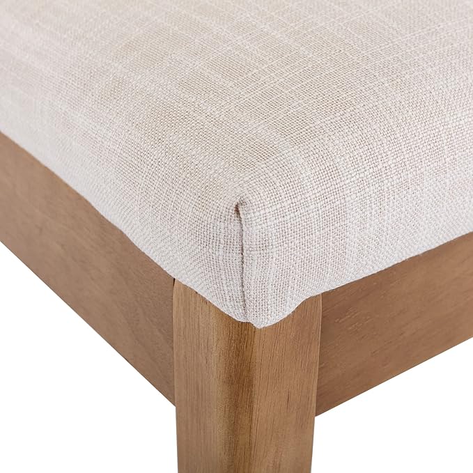 VESCASA Upholstered Dining Chairs with Square Rattan Back, Armless Padded Linen Cushion Dining Chairs with Wood Legs for Dining Room, Kitchen, Set of 6, Natural Frame