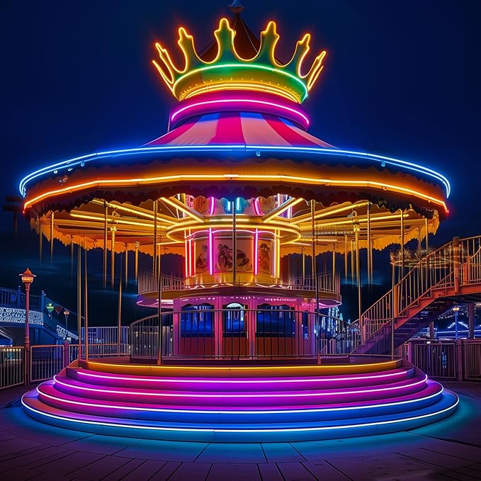 GZBtech RGB LED Neon Rope Lights 82FT/25M, AC 110-120V Waterproof Color Changing LED Rope with Remote Controller, Dimmable Multi Color Neon Rope Lighting for Indoor Outdoor Commercial Use