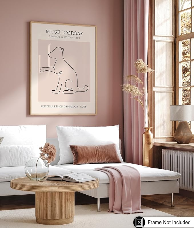 Poster Master Vintage Poster - Retro One Line Dog Drawing Print - Dog Art - Minimal Gift for Men, Women, Animal Lover - Abstract Wall Decor for Home, Office, Bedroom, 24x32 Unframed Wall Art