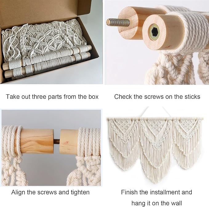 Achart Macrame Wall Hanging Large- Boho Wall Decor- large wall art- Wall Decor Living Room- Macrame Tapestry Boho Decor for Bedroom (Beige-H)