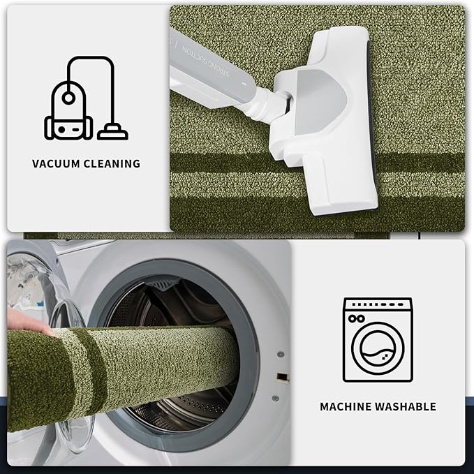 PURRUGS Dirt Trapping Door Mat 32" x 48", Non-Slip/Skid Machine Washable Entryway Rug, Shoes Scraper, Area Rug, Super Absorbent Welcome Mat for Muddy Wet Shoes and Paws, Budding Green & Sage Green