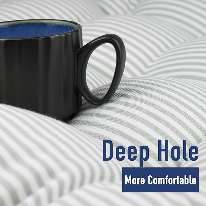 Tiita Stripe Patio Seat Cushions 22"x22" Round Chair Pads Home Floor Cushion Window Pad Set of 2 Throw Pillows Indoor/Outdoor, Green