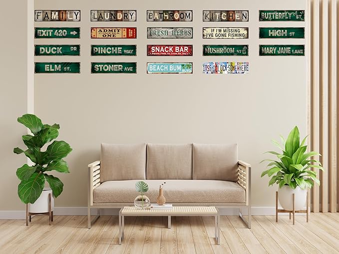 Vintage Tin Sign Retro Metal Beach Bum Blvd Signs Stylish Wall Art Plaques for Home Decor Bathroom Kitchen House and Gothic Wall Decor or as a Unique Poster 16x4 in