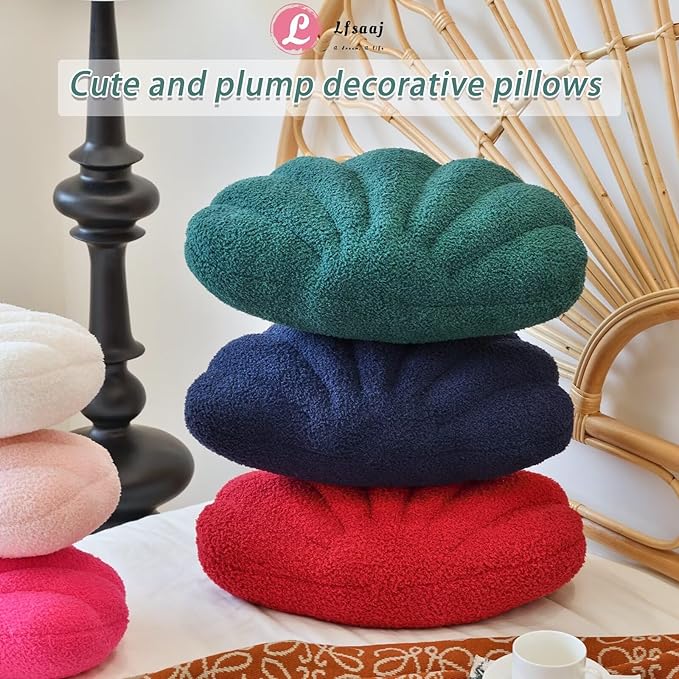 Seashell Throw Pillows, Shell Shaped Throw Pillows, 18 Inch Soft Home Decorative Pillow Plush Cushion for Bed Couch Living Sofa Room Decor Accent Throw Pillow (Navy 18Inch)