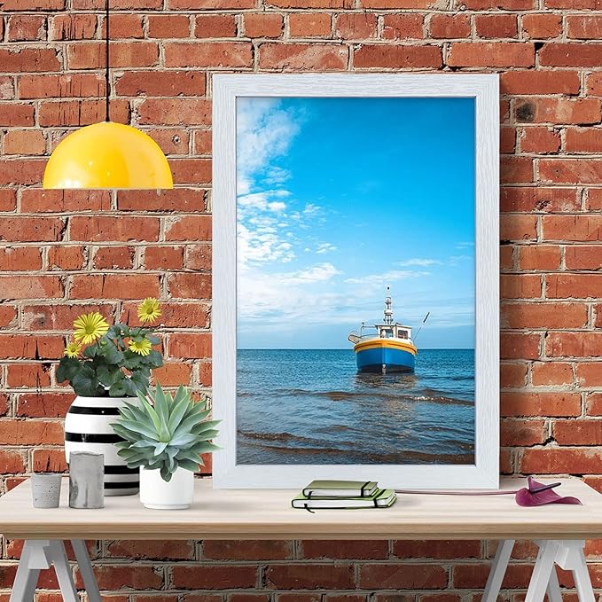 VCK 24x36 Inch Solid Wood Poster Frames with Wall Mounting Hanging Picture Frame White 3 Pack