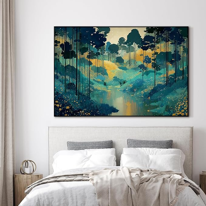 SIGNWIN 46"x72" Extra Large Framed Wall Art Whimsical Fantasy Forest, Vibrant Nature Landscape for Home Living Room Bedroom Decor (Frame Assembly Required)