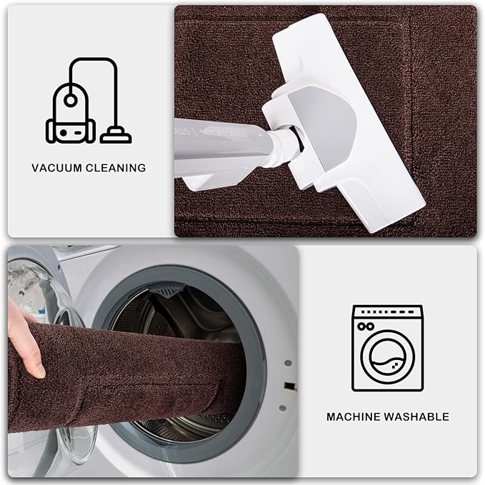 PURRUGS Dirt Trapping Door Mat 24" x 35.5", Non-Slip/Skid Machine Washable Entryway Rug, Dog Doormat, Super Absorbent Welcome Mat for Muddy Wet Shoes and Paws, Brown