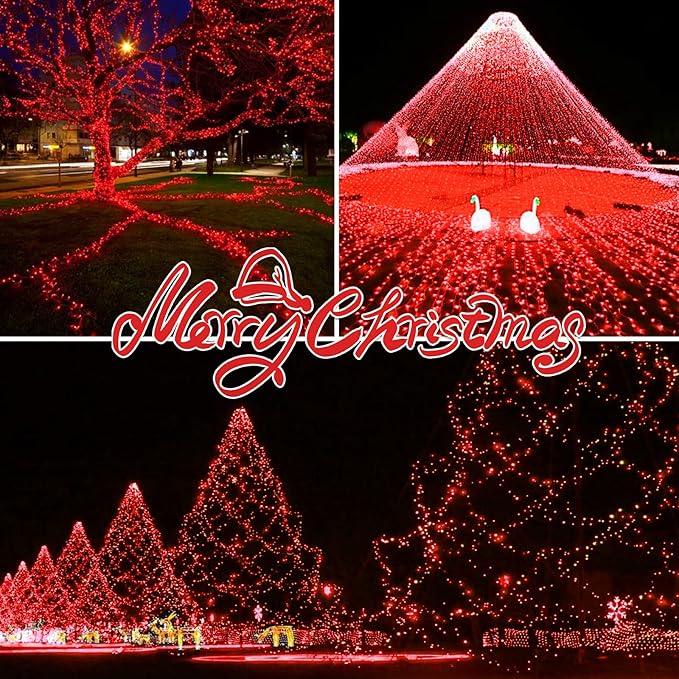 100LIGHTS RED Extra-Bright with End Connectors Christmas Decorative Lights 5.98m UL Certified Mini String Light Set Waterproof for Home Garden Holiday Christmas Tree Party Patio Decor Wedding