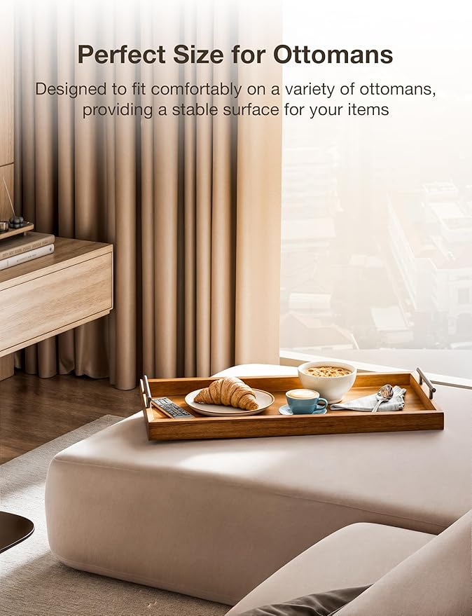 24" Large Charcuterie Tray with Handles, Extra Long Wooden Serving Cheese Boards - Serving Platter for Meat, Party Appetizers, Outdoor & Fruits Display (Acacia Wood)