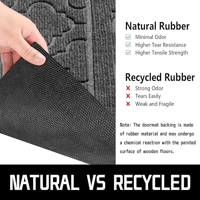 Yimobra Welcome Mat Outdoor Indoor, All-Season Waterproof Front Door Mat Outside Entrance, All-Weather Heavy Duty Non-Slip Doormat, Low Profile Porch Patio Entrance Mats, 47x32, Dark Grey