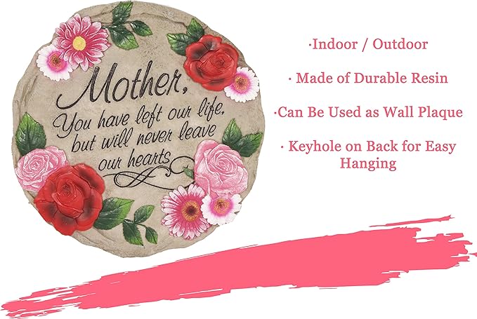 Spoontiques - Garden Decor - Mother Left Our Life but Never Hearts - Decorative Stone for Garden