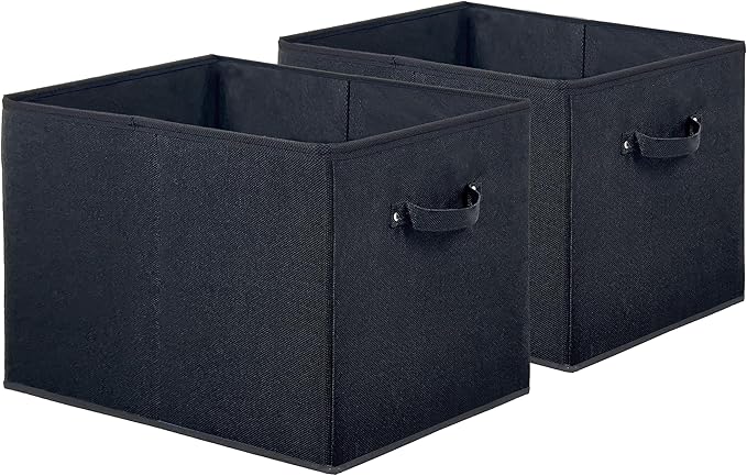 Collapsible Fabric Storage Bin 42L - 15x13 Inch Black by SIMPLE HOUSEWARE