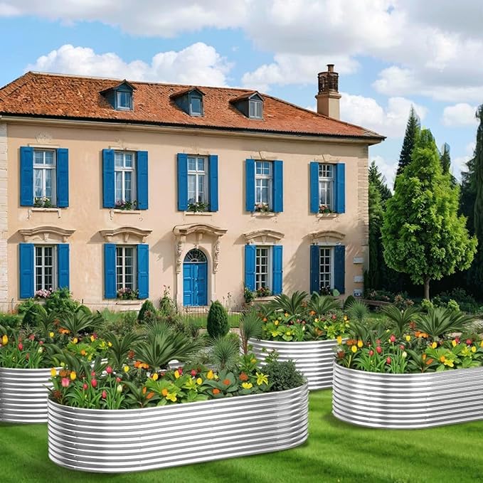 2 Pack Tall Galvanized Raised Garden Bed Outdoor,Metal Garden Bed for Vegetables,Steel Raised Beds for Gardening,Above Ground Garden Box for Flower-37x20 inch-4MV