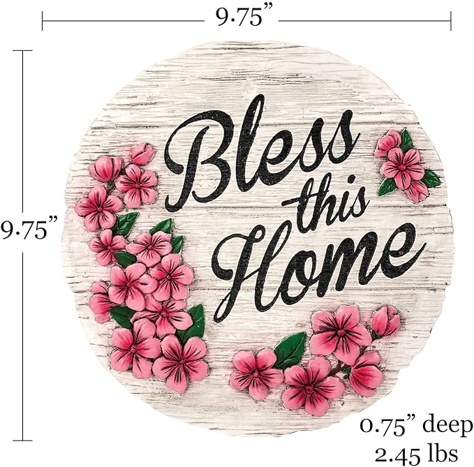 Spoontiques - Garden Décor - Bless This Home Stepping Stone - Decorative Stone for Garden