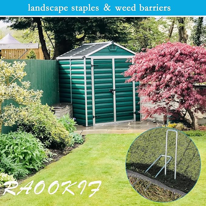 RAOOKIF 12 Inch Galvanized Garden Landscape Staples, 150Pcs Metal Stakes, 11 Gauge Heavy Duty Ground Stakes for Decoration, Fence, Lawn, Fabric Pins