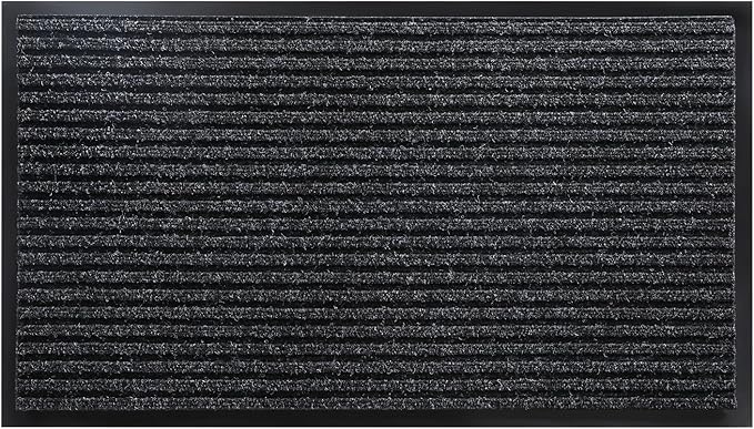 Yimobra Front Door Mat Outdoor Indoor Entrance, 100% Waterproof All-Season All Weather Doormat, Welcome Matt Outside Entry, Non Slip, Low Profile, Heavy Duty Patio Porch Floor Mats,47 x 24,Black Grey